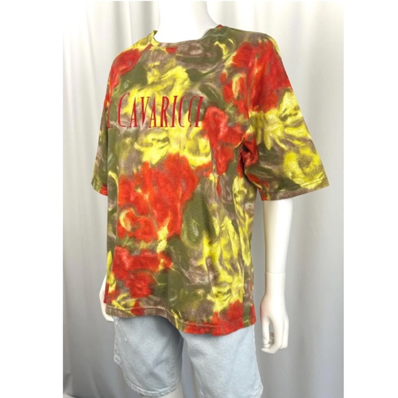 Vintage 90’s Z. Cavaricci Tie Dye Abstract in Red Yellow + Green - M/L - Cotton - Picture 3 of 7